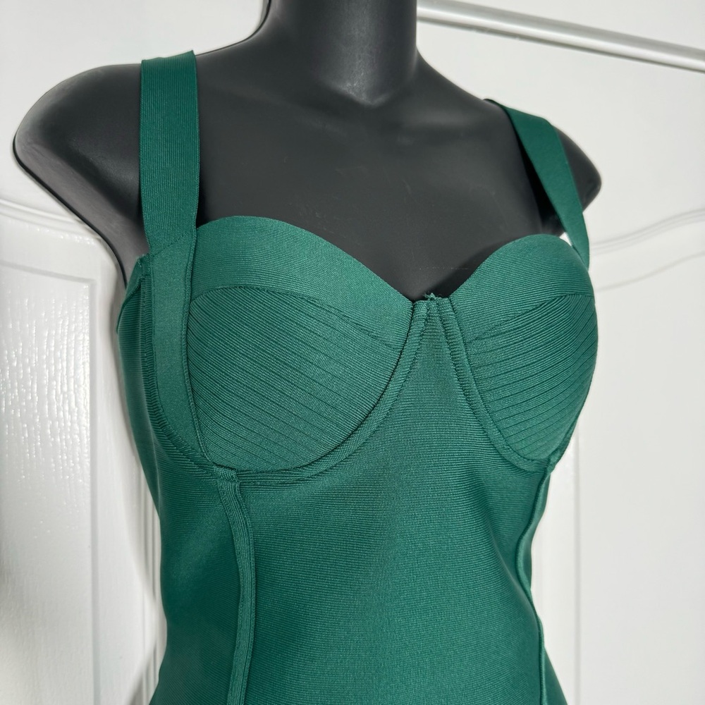 Fashion Nova Hunter Green Bodycon Midi Dress Bustier NWT Size XL Party Cocktail - Picture 5 of 9